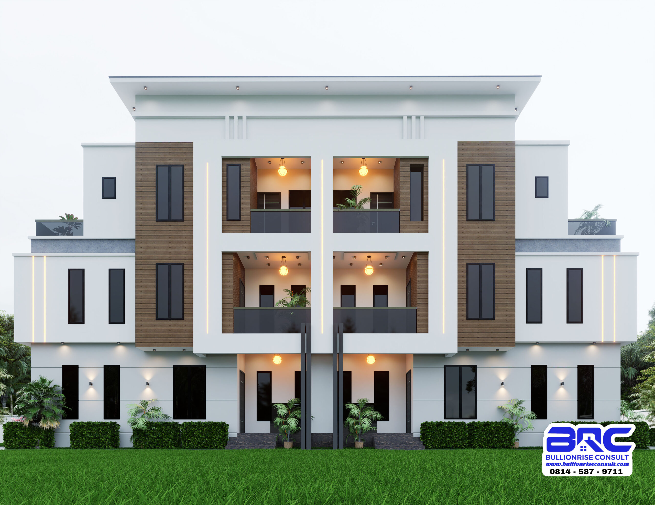 4 bedroom duplex semi detached house plan Twin Cedars (PSN00109BA)