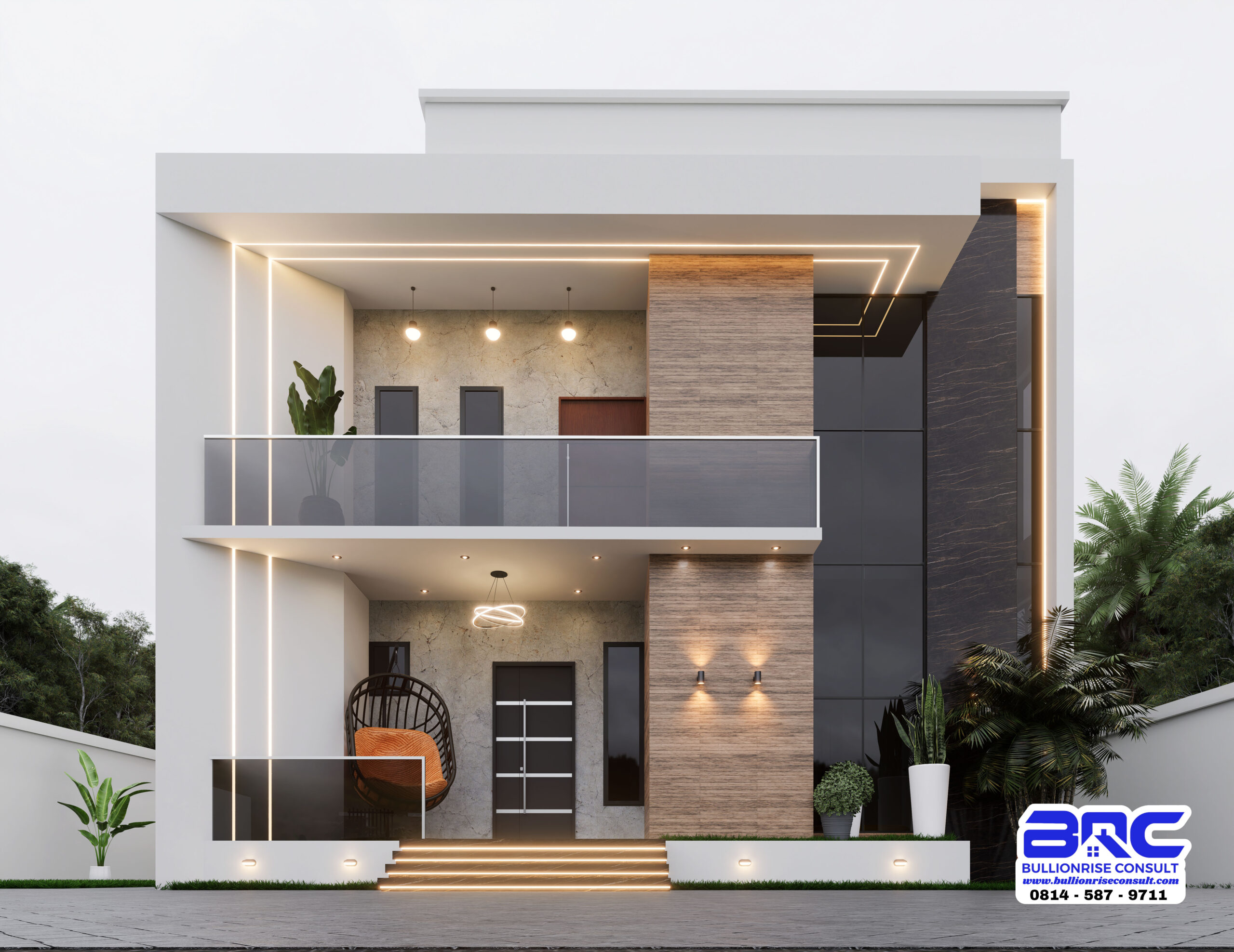 3 bedroom duplex semi detached house design - BULLIONRISE CONSULT - 1