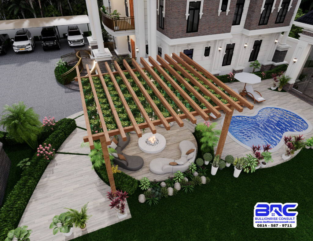 5 bedroom mansion design with swimming pool and garden - BULLIONRISE CONSULT