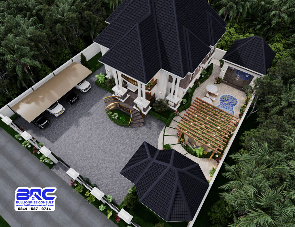 5 bedroom mansion design with swimming pool and garden - BULLIONRISE CONSULT - 8