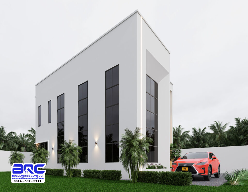 4 bedroom modern duplex designs with hidden roof- Bullionrise Consult-1