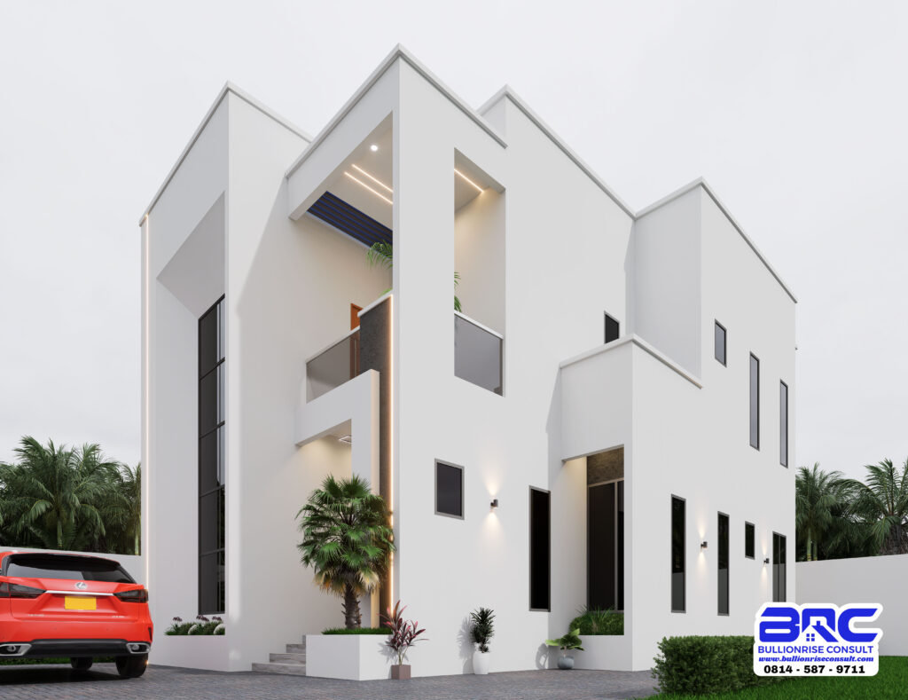 4 bedroom modern duplex designs with hidden roof- Bullionrise Consult-4