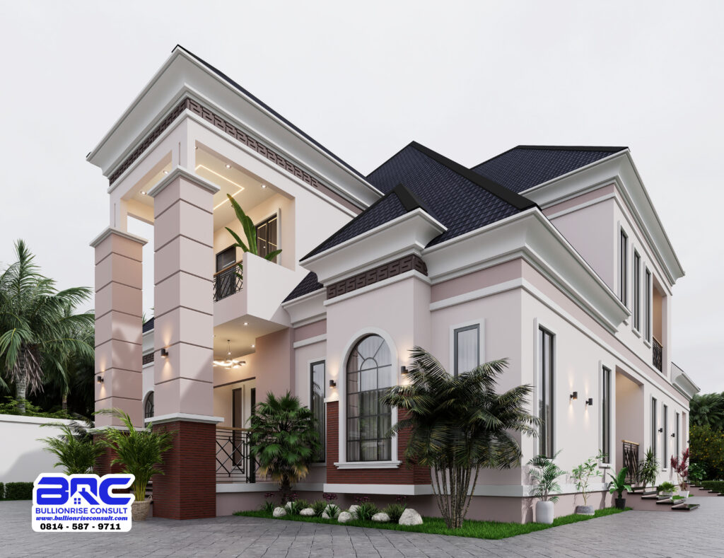 5 bedroom house design 3d with pent floor - bullionrise consult -