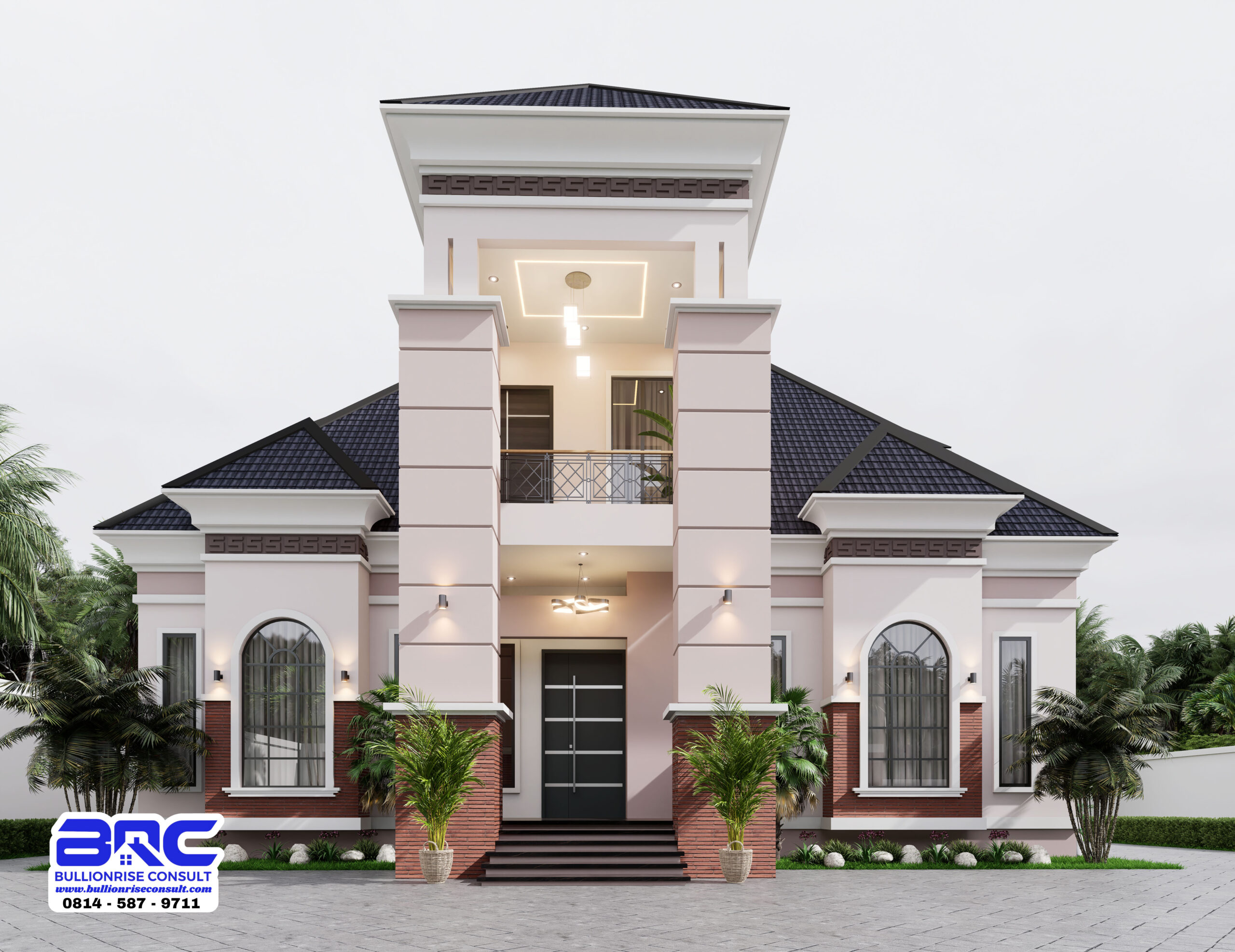5 bedroom house design 3d with pent floor - bullionrise consult - 5