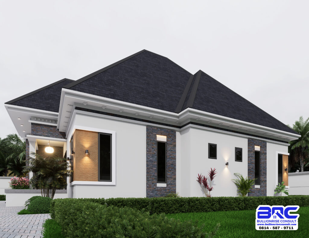 4 Bedroom Bungalow with a Hip Roof Design-Bullionrise Consult-
