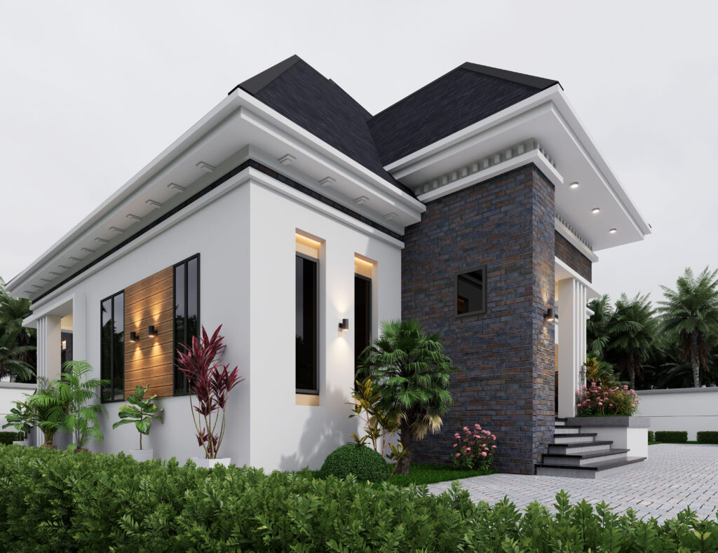 4 Bedroom Bungalow with a Hip Roof Design-Bullionrise Consult-1