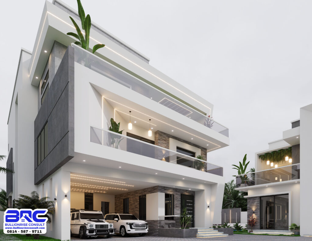 6 Bedroom Duplex 3d Designs with a Garage-Bullionrise Consult-1