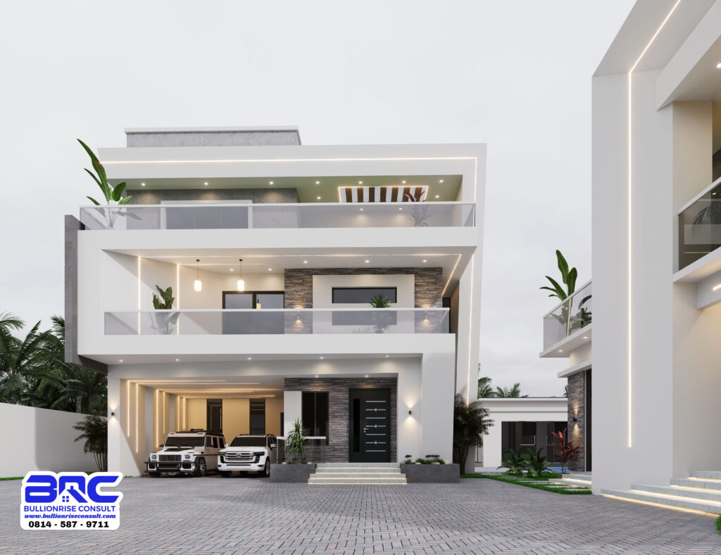 6 Bedroom Duplex 3d Designs with a Garage-Bullionrise Consult