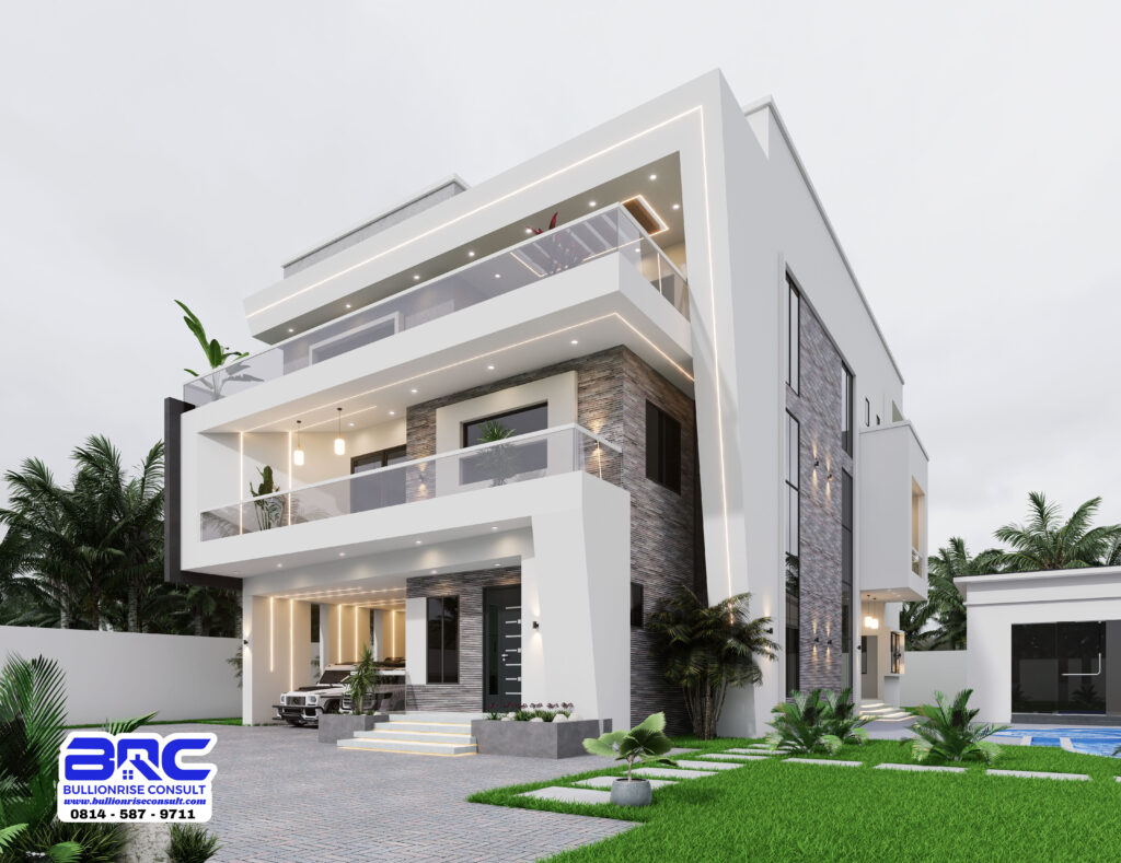 6 Bedroom Duplex 3d Designs with a Garage-Bullionrise Consult-5