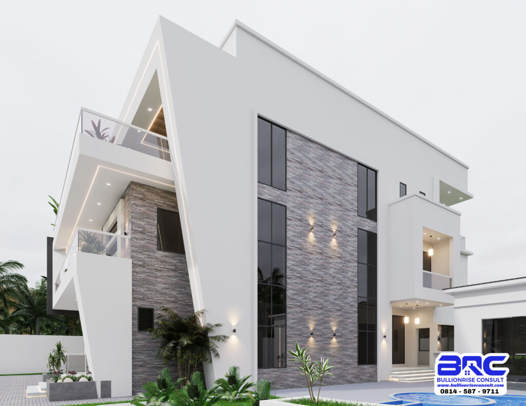 6 Bedroom Duplex 3d Designs with a Garage-Bullionrise Consult-7