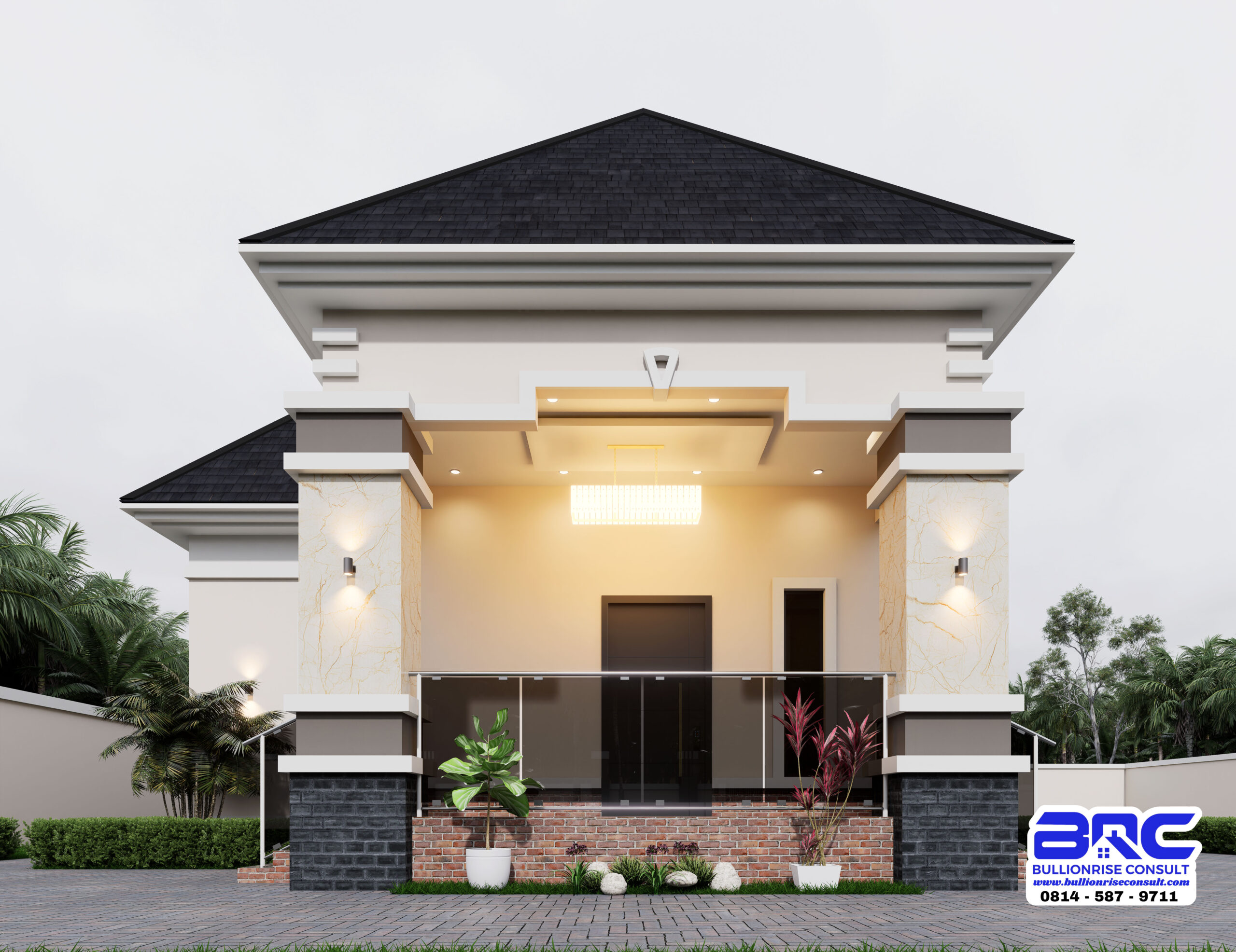 A Standard 4 Bedroom Bungalow House With Garage